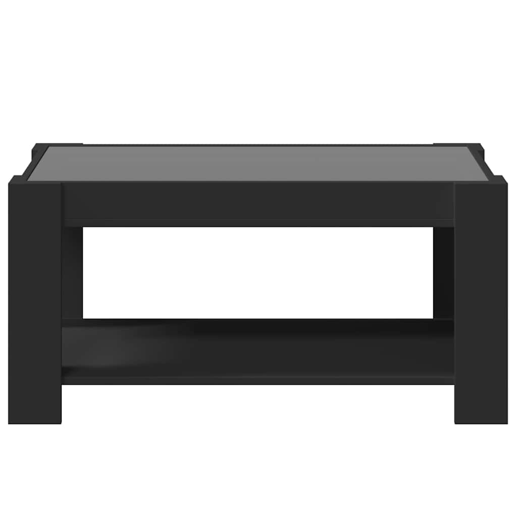 sofabord med LED-lys 93x53x45 cm konstrueret træ sort