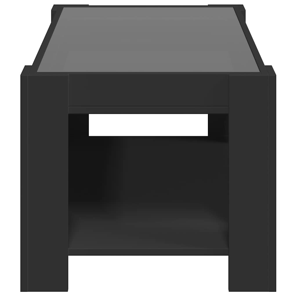 sofabord med LED-lys 93x53x45 cm konstrueret træ sort
