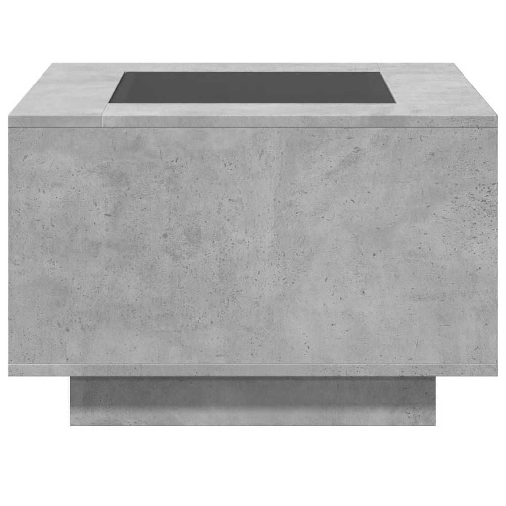sofabord med LED-lys 60x60x40 cm konstrueret træ betongrå