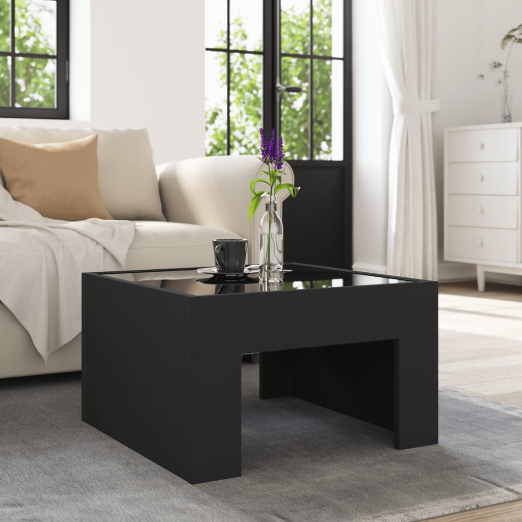 sofabord med Infinity LED-lys 50x50x30 cm sort