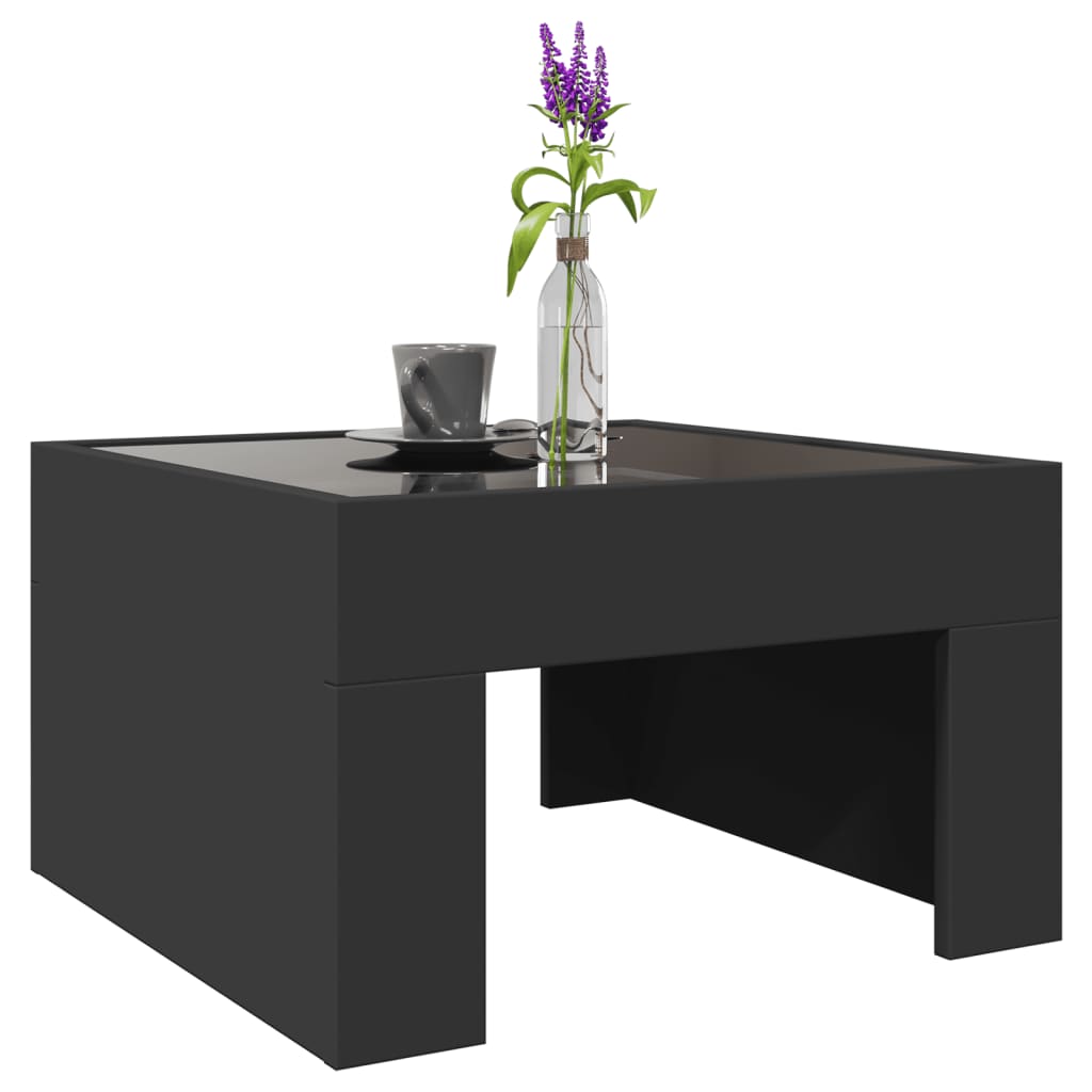 sofabord med Infinity LED-lys 50x50x30 cm sort