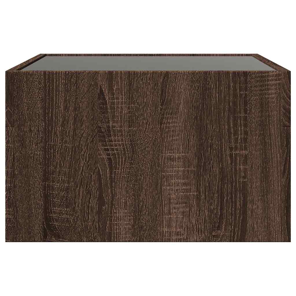 sofabord med Infinity LED-lys 50x50x30 cm brun egetræsfarve