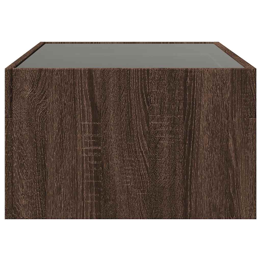 sofabord med Infinity LED-lys 90x50x30 cm brun egetræsfarve