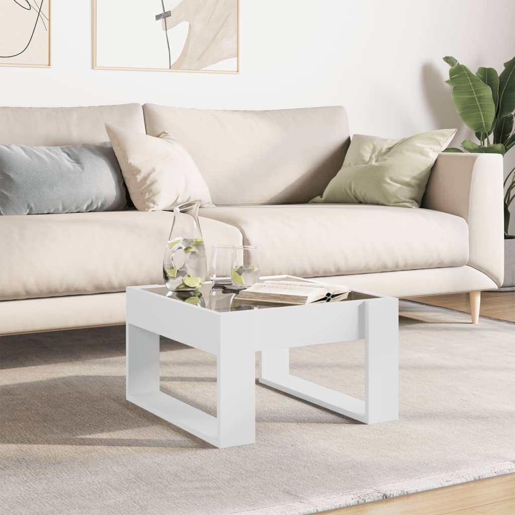 sofabord med Infinity LED-lys 50x53x30 cm hvid