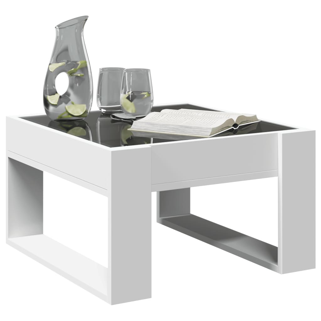 sofabord med Infinity LED-lys 50x53x30 cm hvid