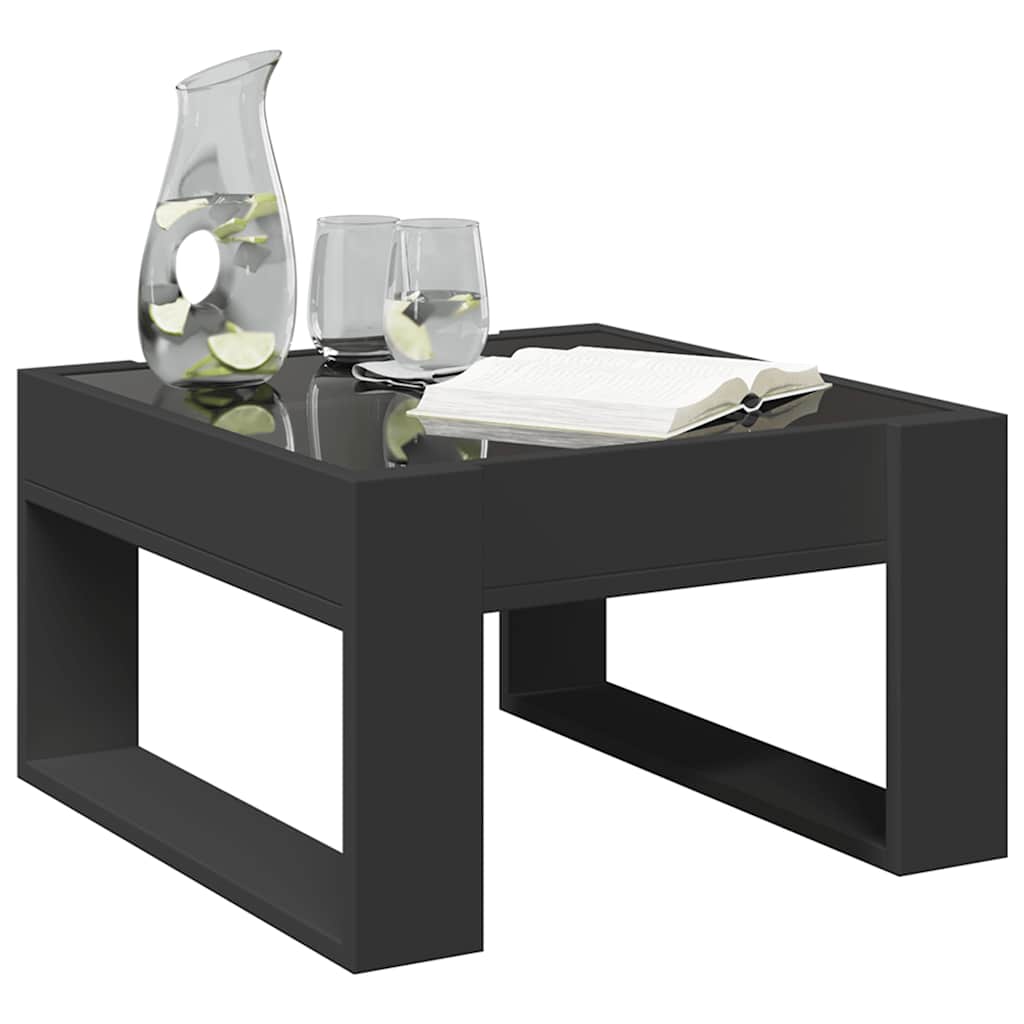 sofabord med Infinity LED-lys 50x53x30 cm sort