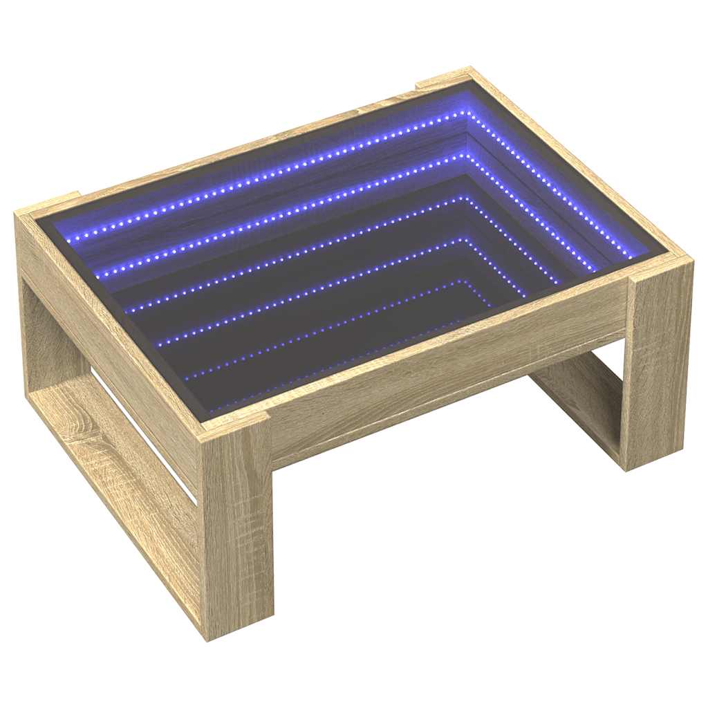 sofabord med Infinity LED-lys 70x53x30 cm sonoma-eg