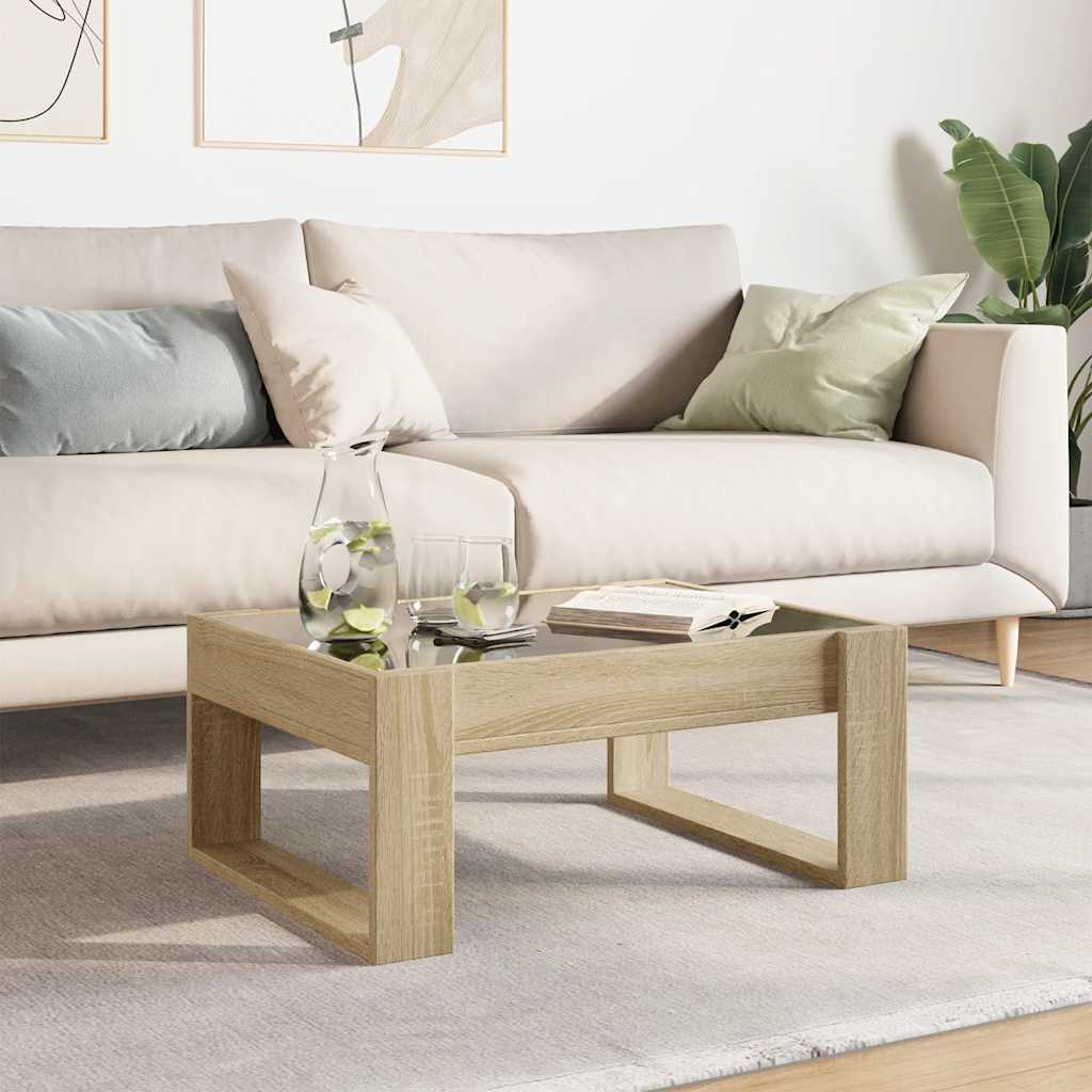 sofabord med Infinity LED-lys 70x53x30 cm sonoma-eg