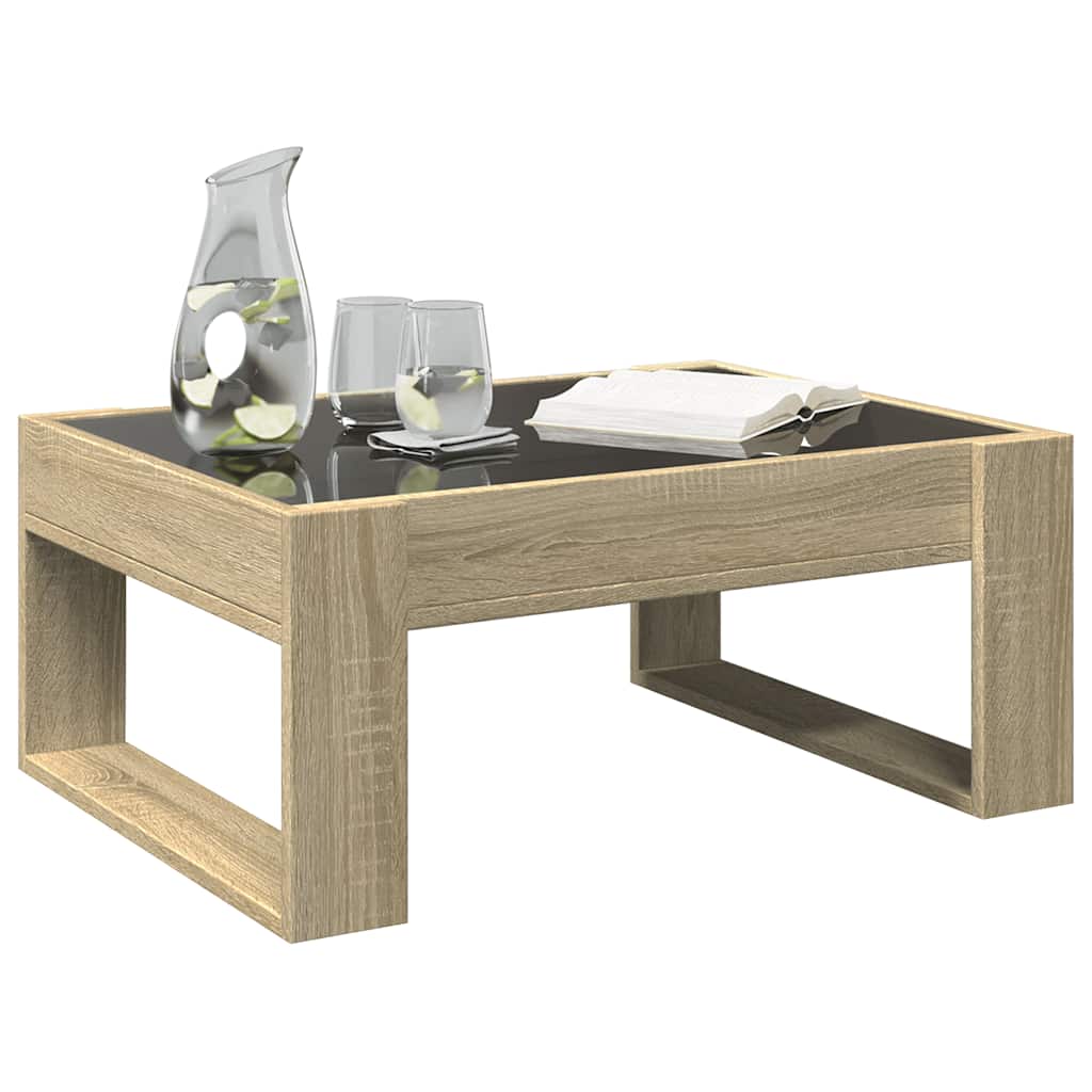 sofabord med Infinity LED-lys 70x53x30 cm sonoma-eg