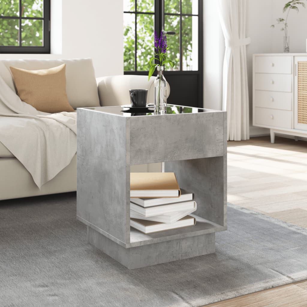 sofabord med Infinity LED-lys 40x40x50 cm betongrå
