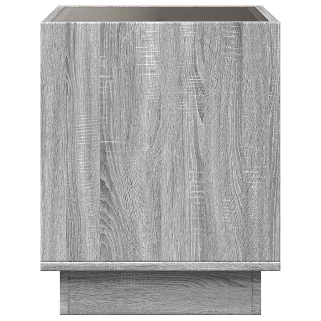 sofabord med Infinity LED-lys 40x40x50 cm grå sonoma-eg