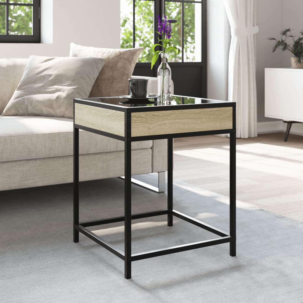 sofabord med Infinity LED-lys 40x40x51 cm sonoma-eg