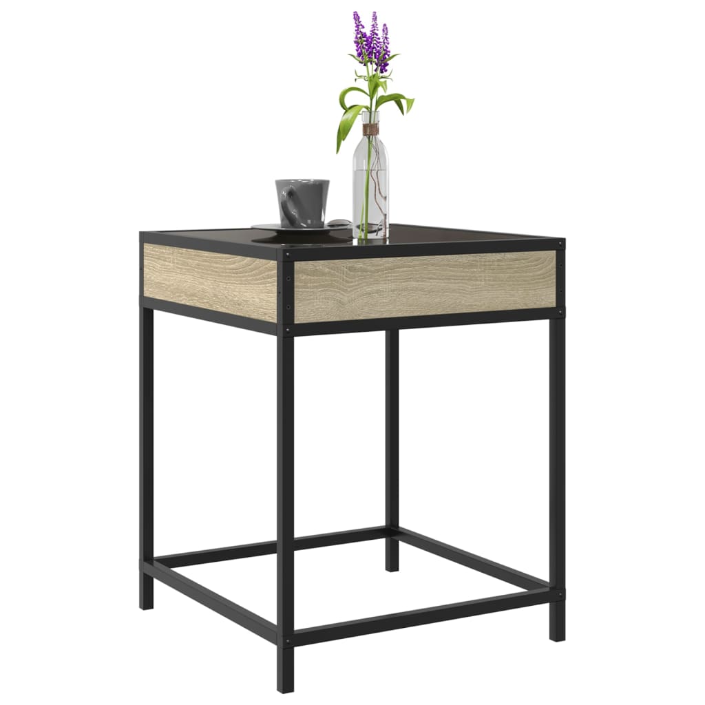 sofabord med Infinity LED-lys 40x40x51 cm sonoma-eg