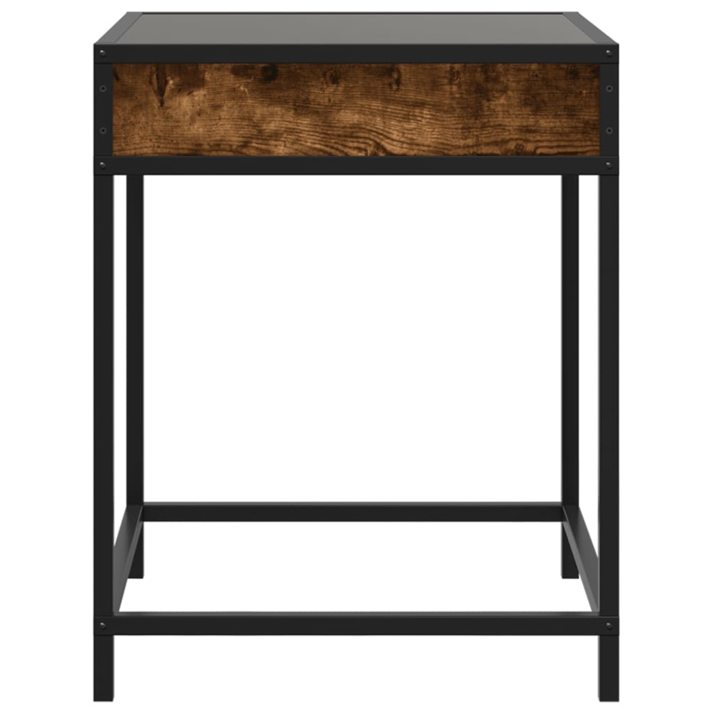 sofabord med Infinity LED-lys 40x40x51 cm røget egetræsfarve