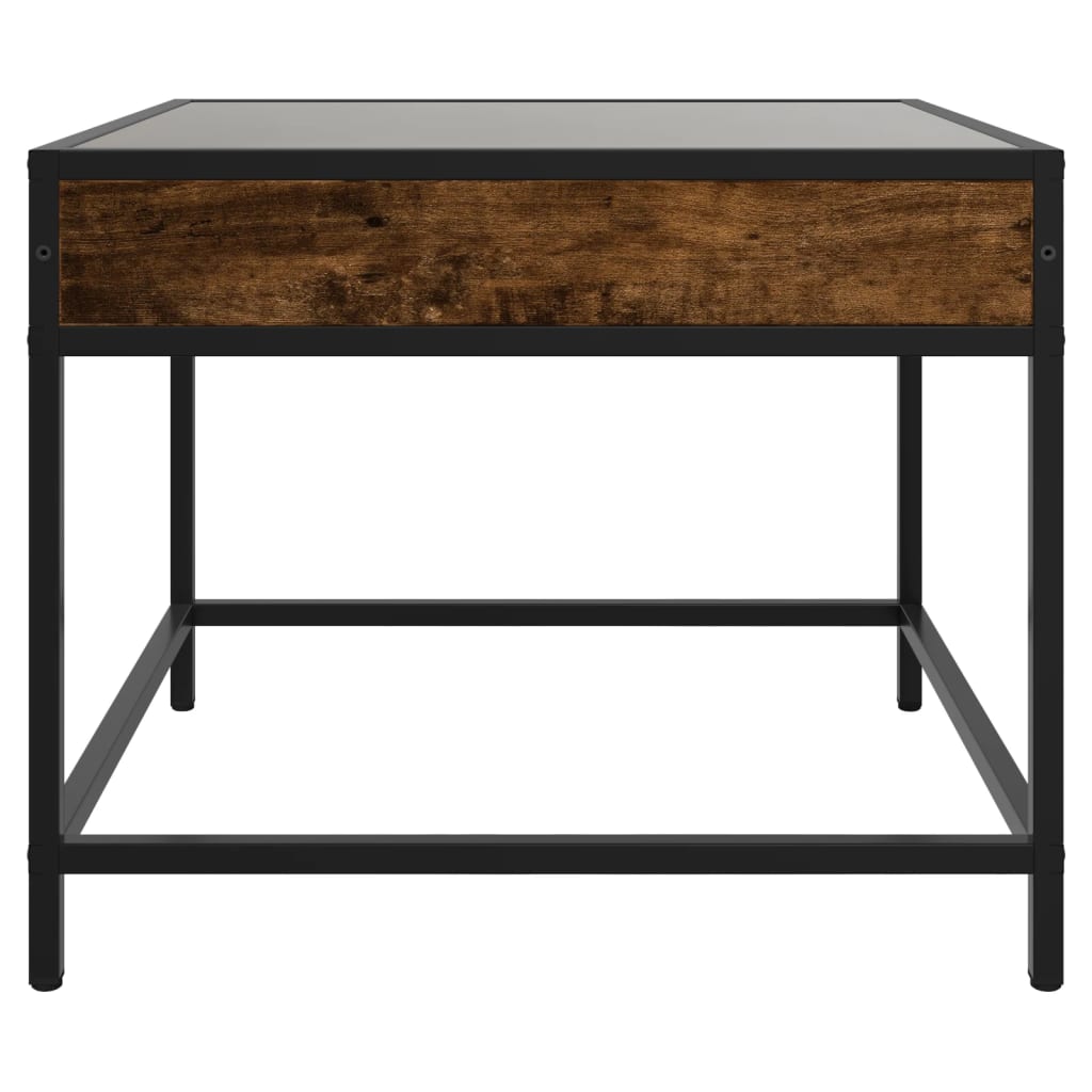 sofabord med Infinity LED-lys 50x50x41 cm røget egetræsfarve