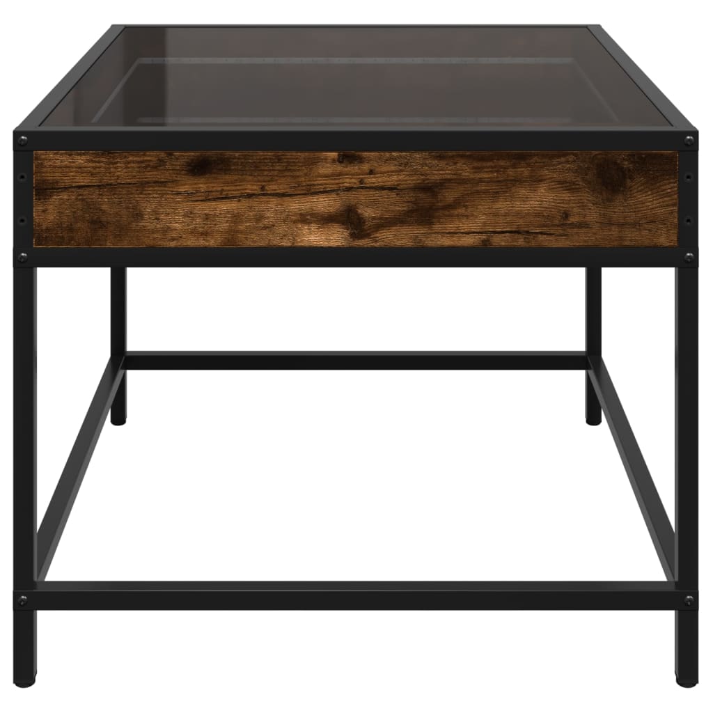 sofabord med Infinity LED-lys 50x50x41 cm røget egetræsfarve