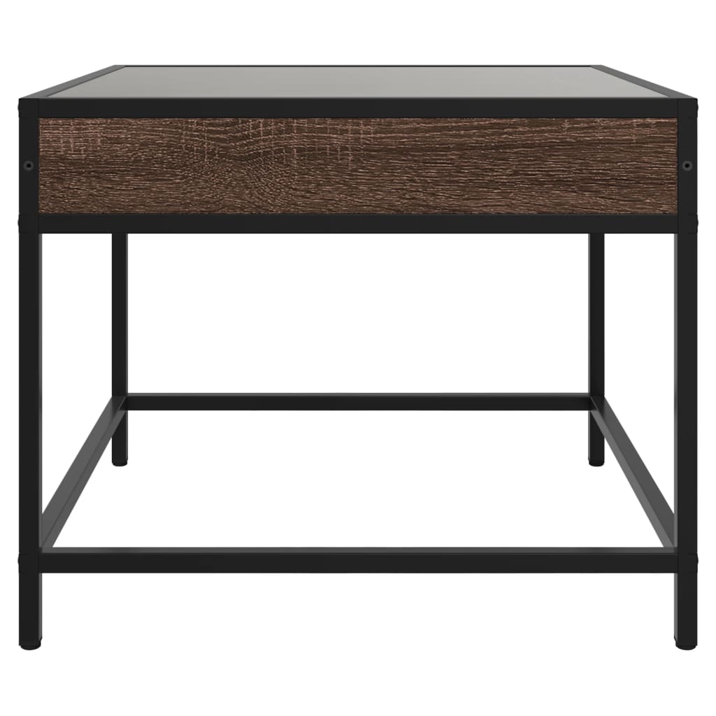 sofabord med Infinity LED-lys 50x50x41 cm brun egetræsfarve
