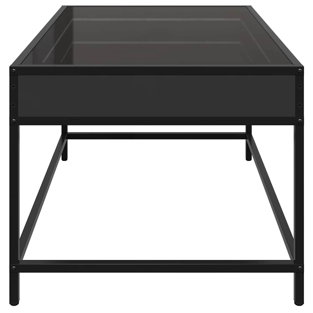 sofabord med Infinity LED-lys 70x50x41 cm sort
