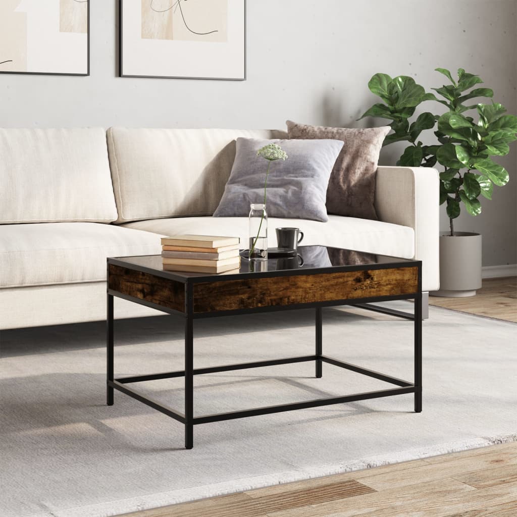 sofabord med Infinity LED-lys 70x50x41 cm røget egetræsfarve
