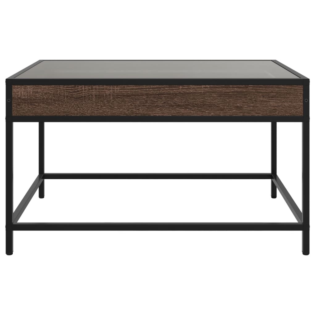 sofabord med Infinity LED-lys 70x50x41 cm brun egetræsfarve