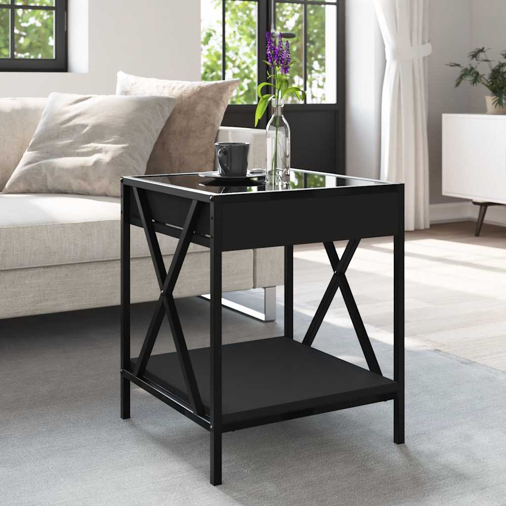 sofabord med Infinity LED-lys 40x40x49 cm sort