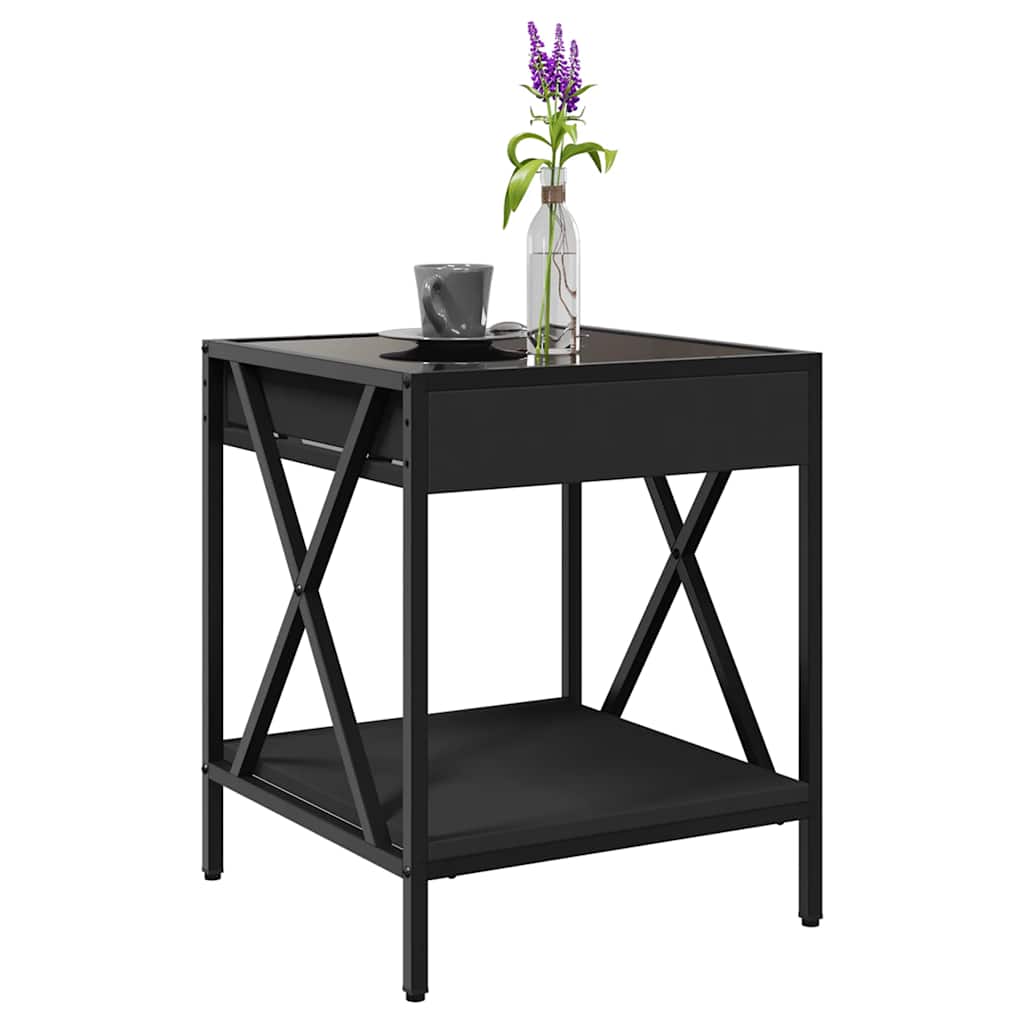 sofabord med Infinity LED-lys 40x40x49 cm sort