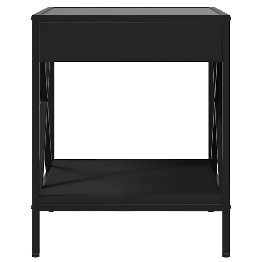 sofabord med Infinity LED-lys 40x40x49 cm sort