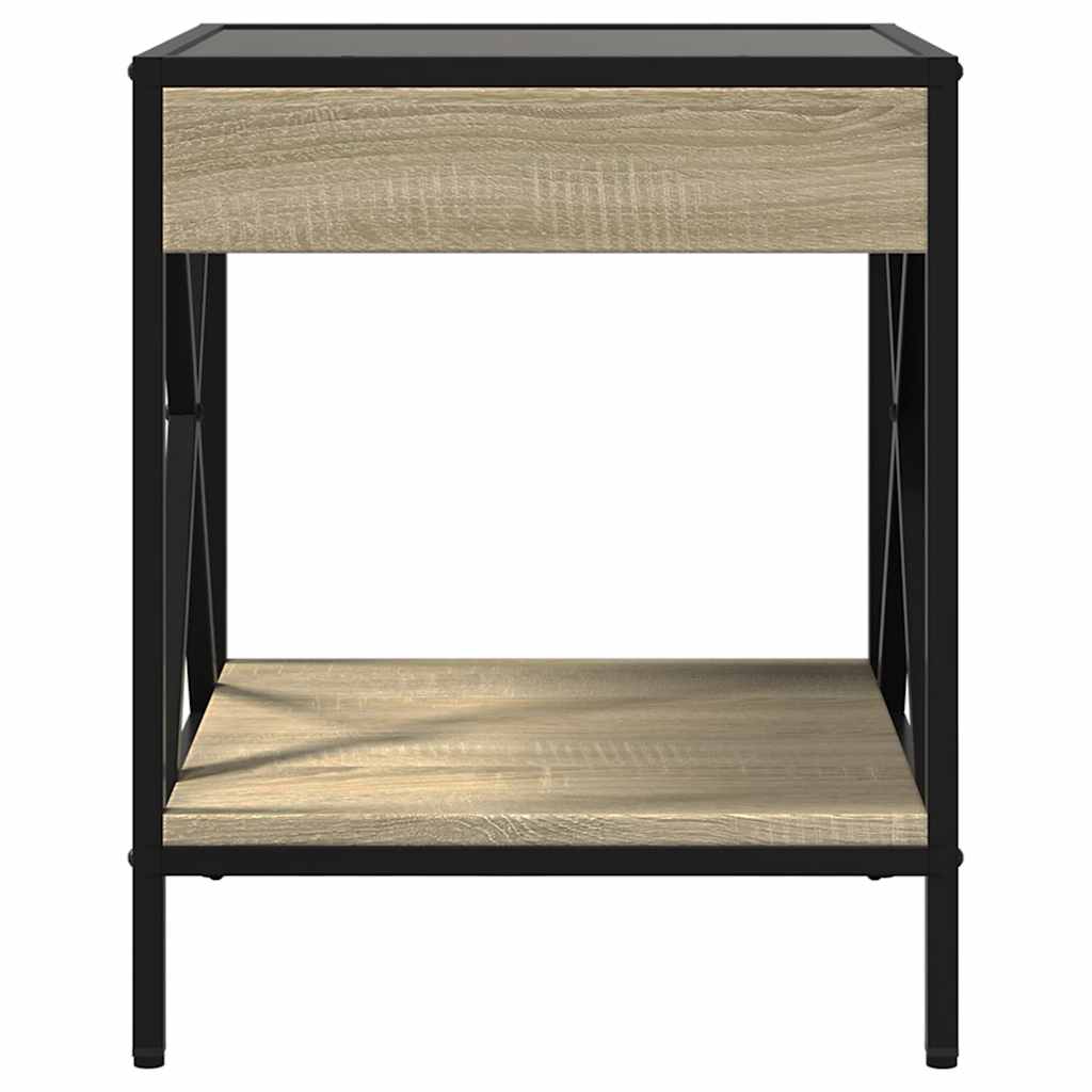 sofabord med Infinity LED-lys 40x40x49 cm sonoma-eg