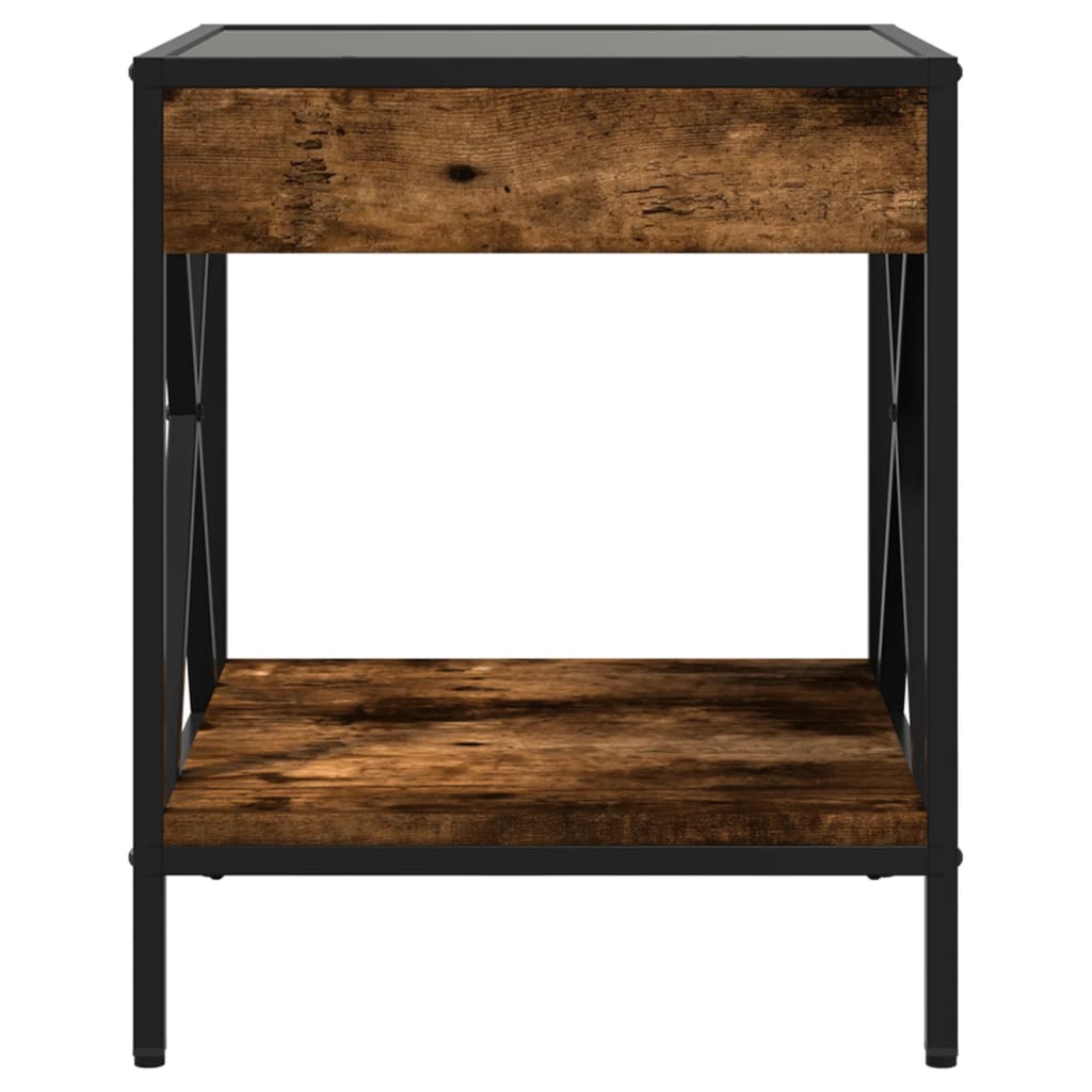 sofabord med Infinity LED-lys 40x40x49 cm røget egetræsfarve