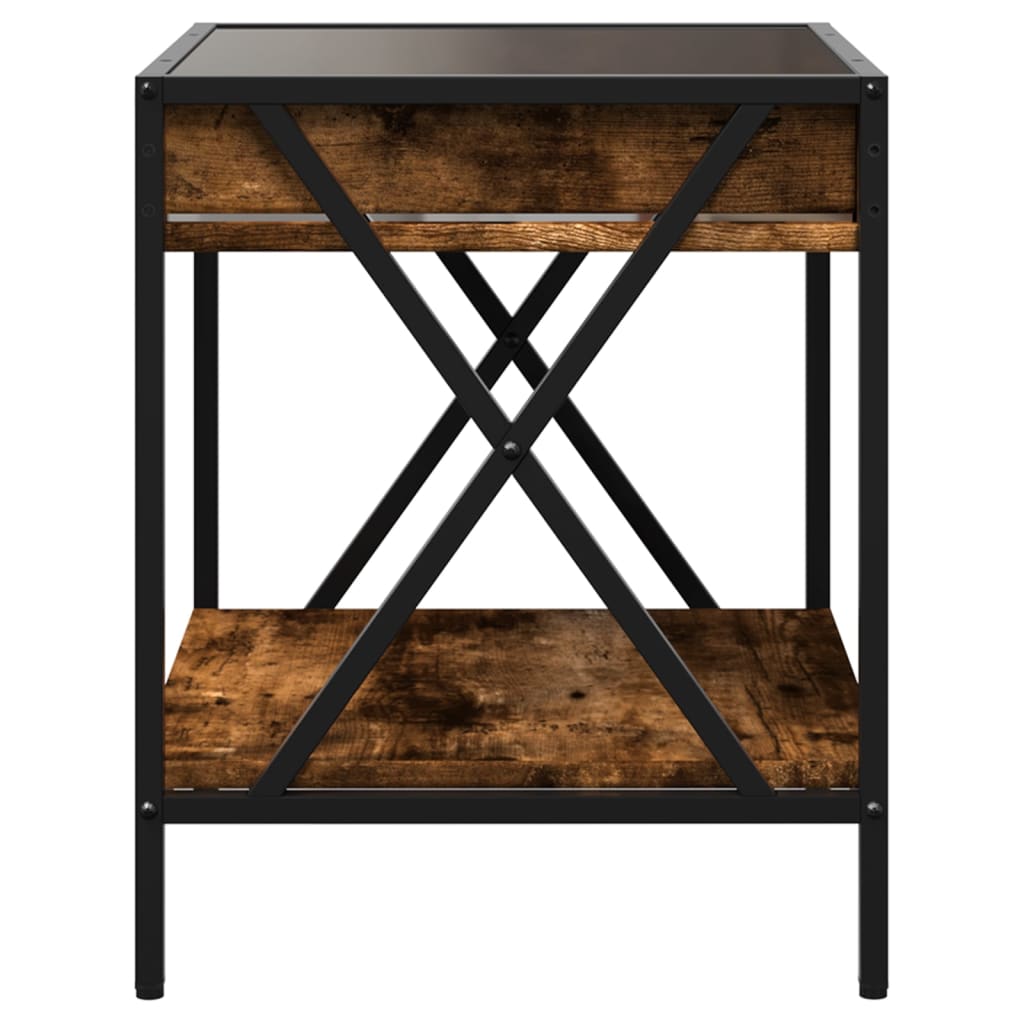 sofabord med Infinity LED-lys 40x40x49 cm røget egetræsfarve
