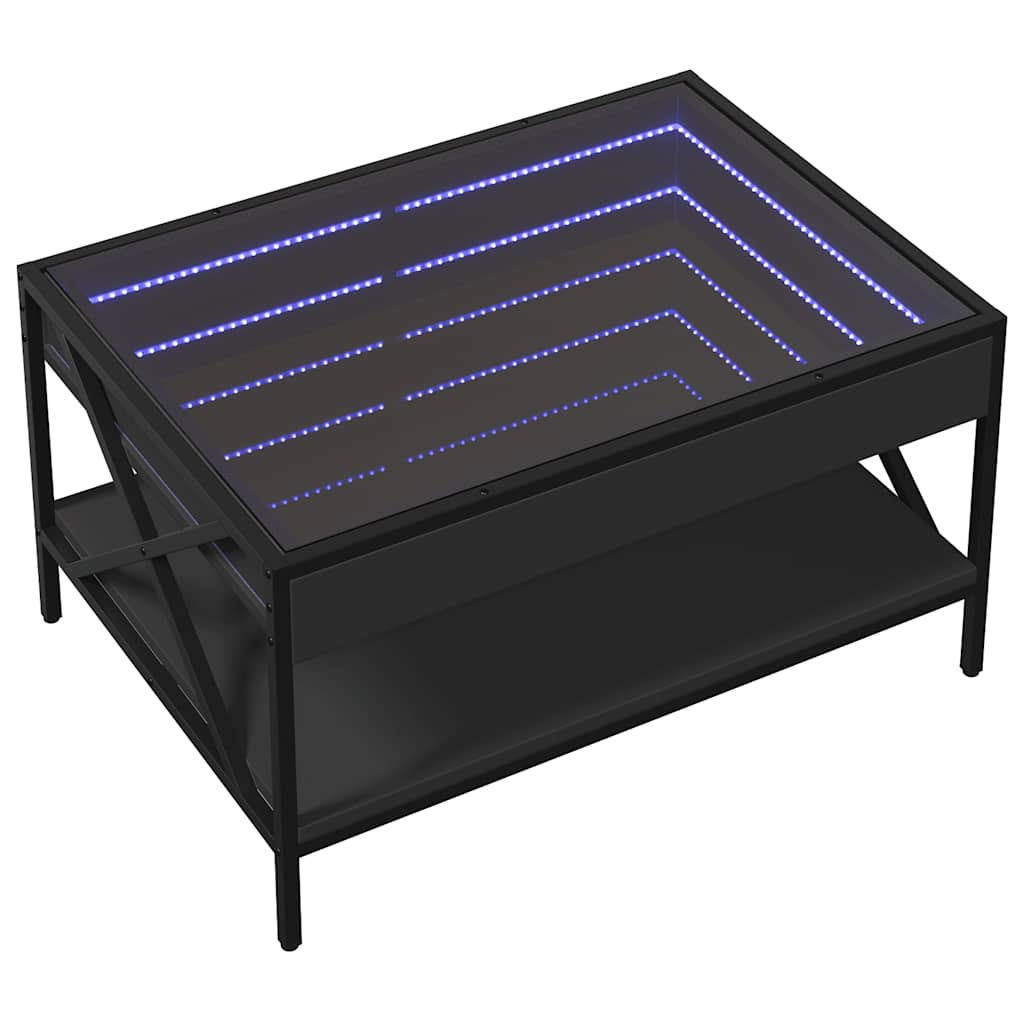 sofabord med Infinity LED-lys 70x50x38 cm sort