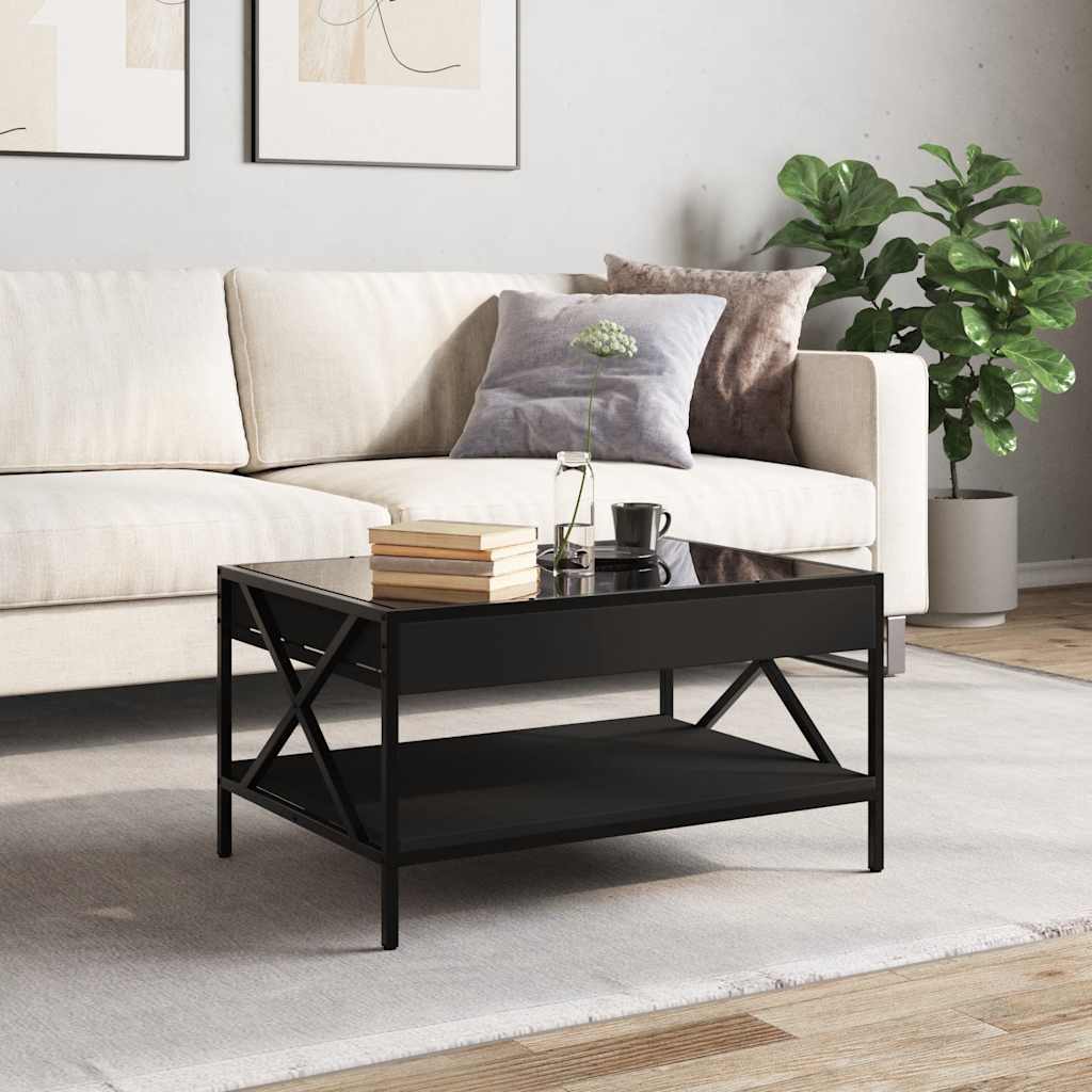 sofabord med Infinity LED-lys 70x50x38 cm sort