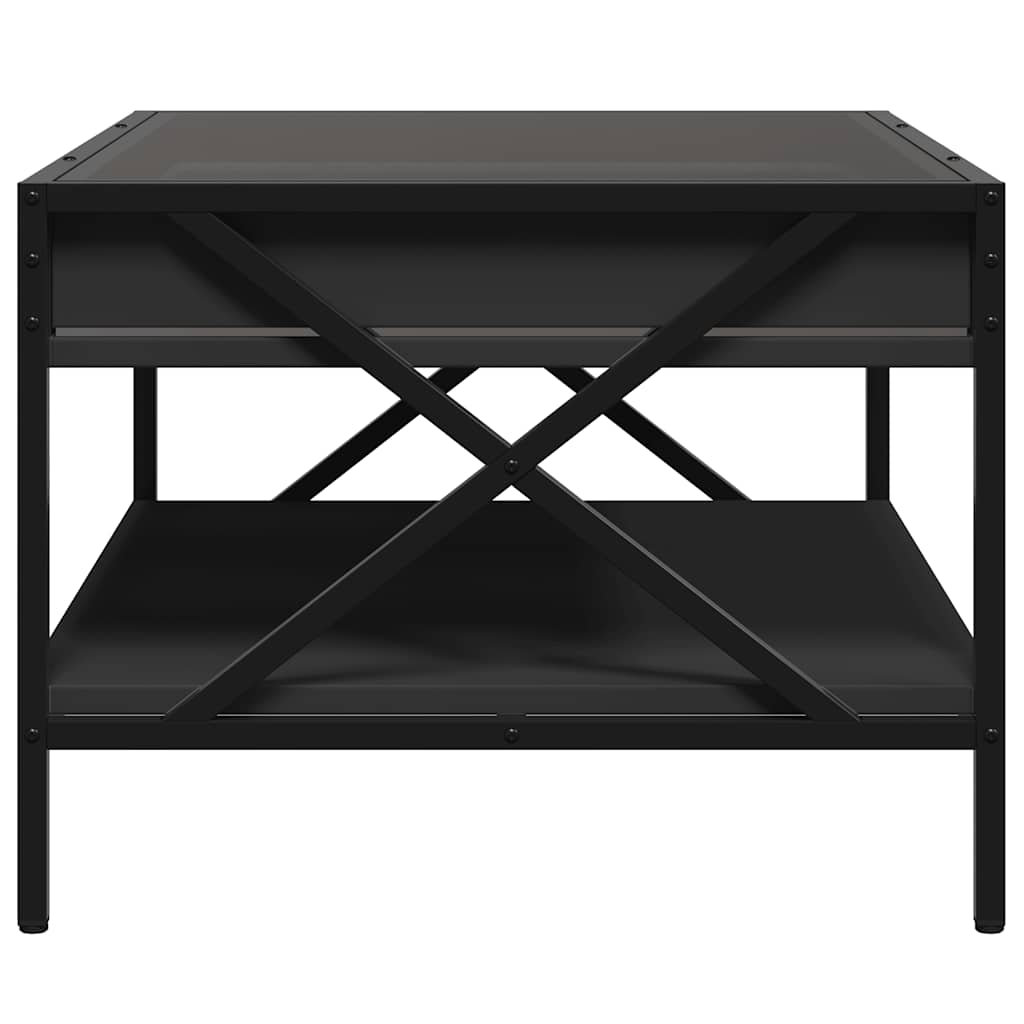 sofabord med Infinity LED-lys 70x50x38 cm sort