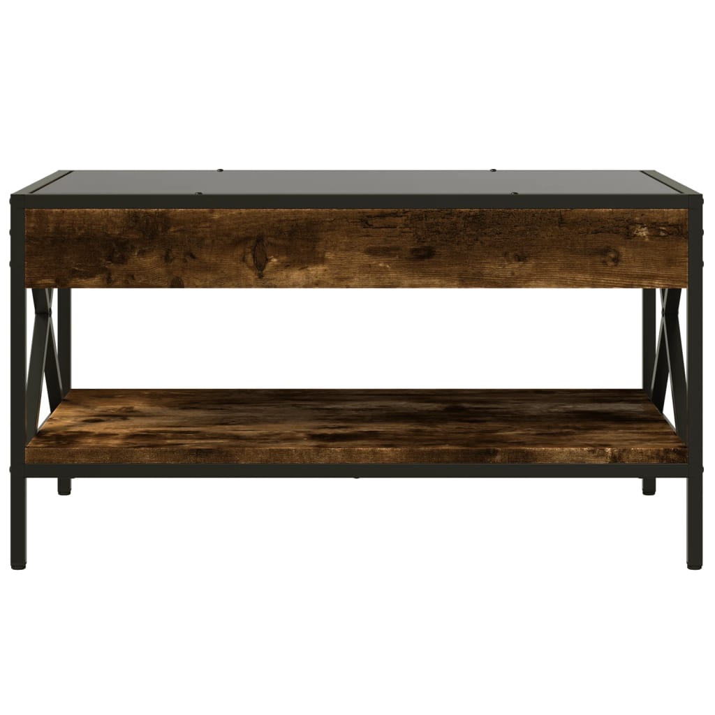 sofabord med Infinity LED-lys 70x50x38 cm røget egetræsfarve