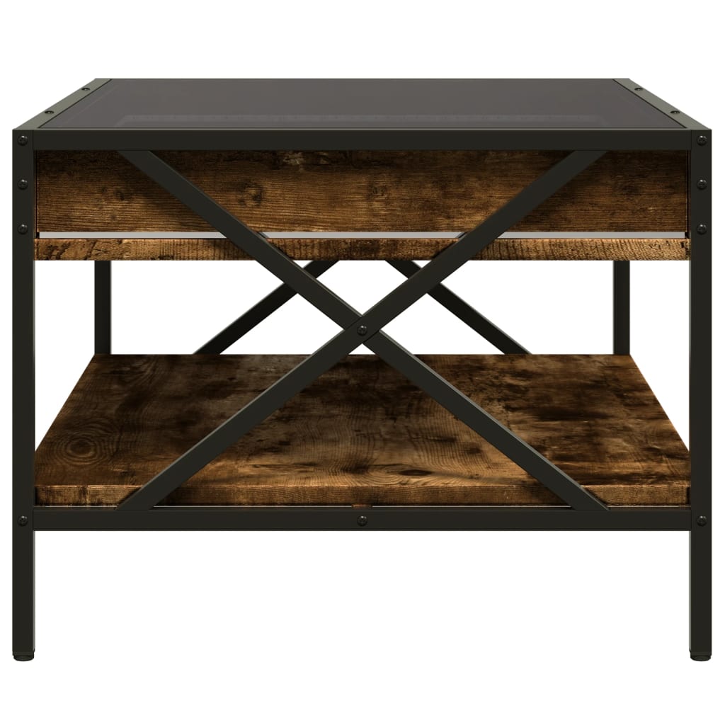 sofabord med Infinity LED-lys 70x50x38 cm røget egetræsfarve