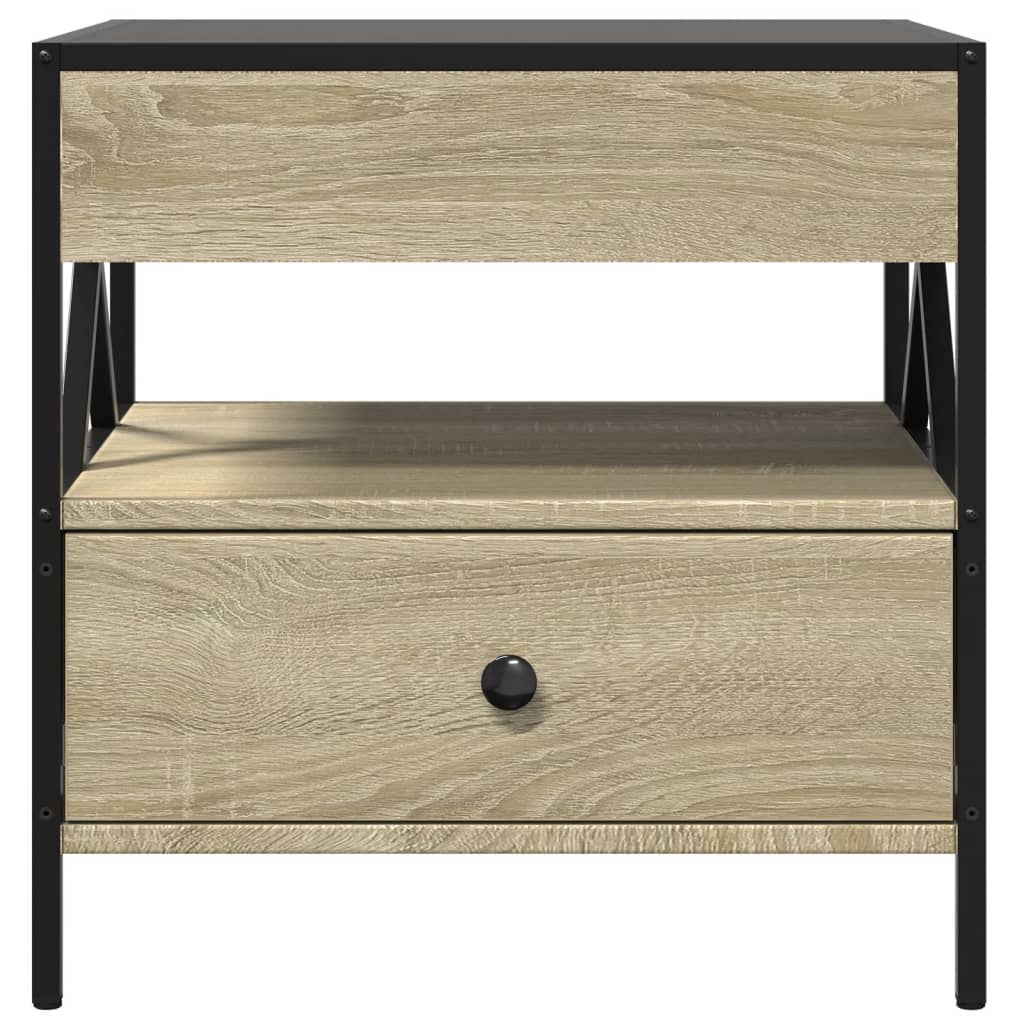 sofabord med Infinity LED-lys 50x50x51 cm sonoma-eg
