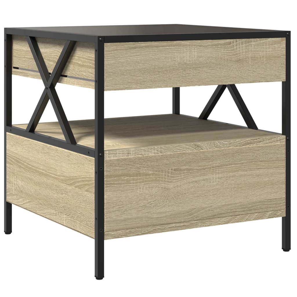 sofabord med Infinity LED-lys 50x50x51 cm sonoma-eg