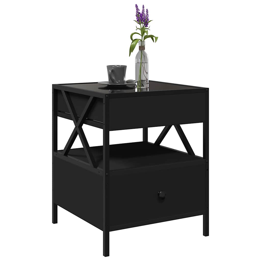 sofabord med Infinity LED-lys 40x40x51 cm sort