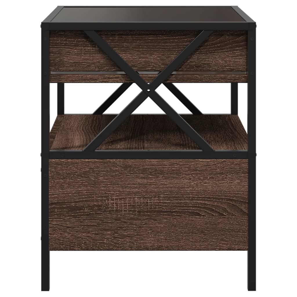 sofabord med Infinity LED-lys 40x40x51 cm brun egetræsfarve
