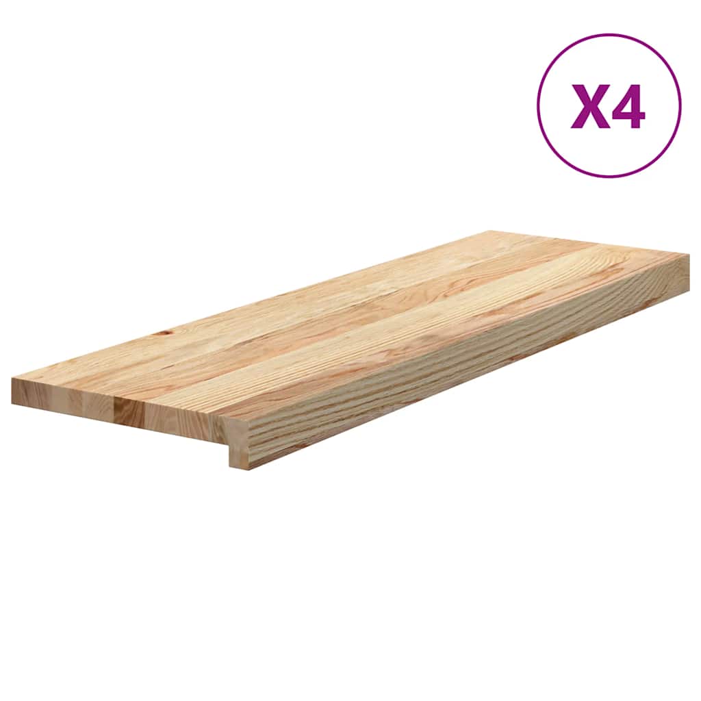 trappemåtter 4 stk ubehandlet 80x25x2 cm massivt egetræ