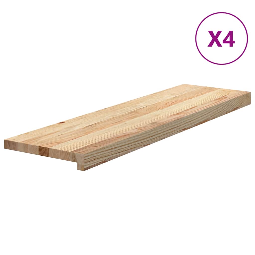 trappemåtter 4 stk ubehandlet 90x25x2 cm massivt egetræ
