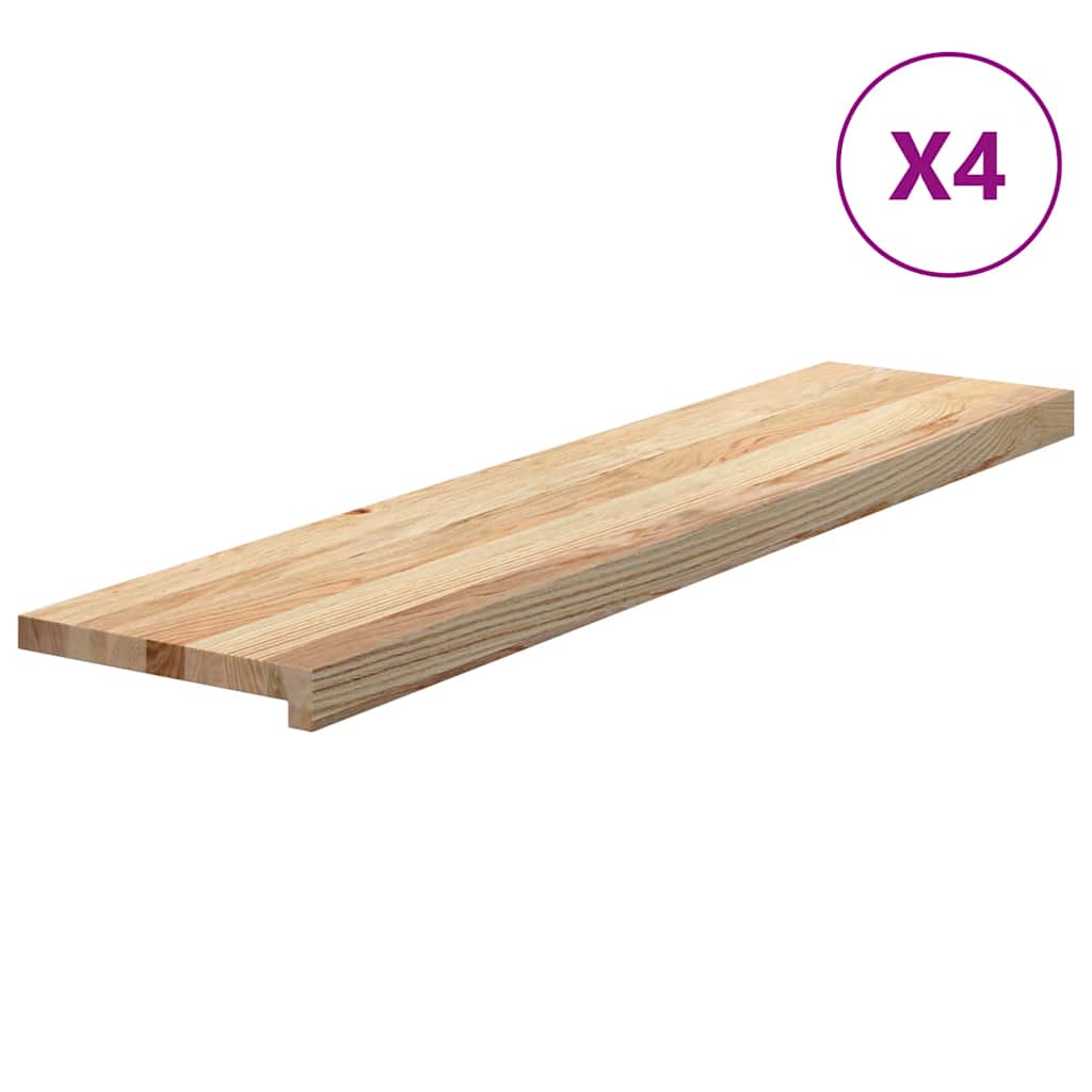 trappemåtter 4 stk ubehandlet 110x30x2 cm massivt egetræ