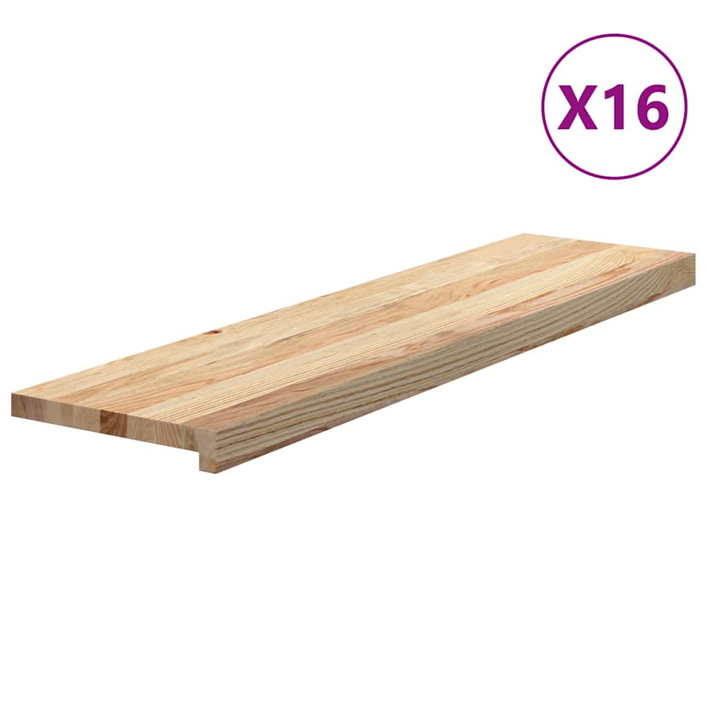trappemåtter 16 stk ubehandlet 100x30x2 cm massivt egetræ