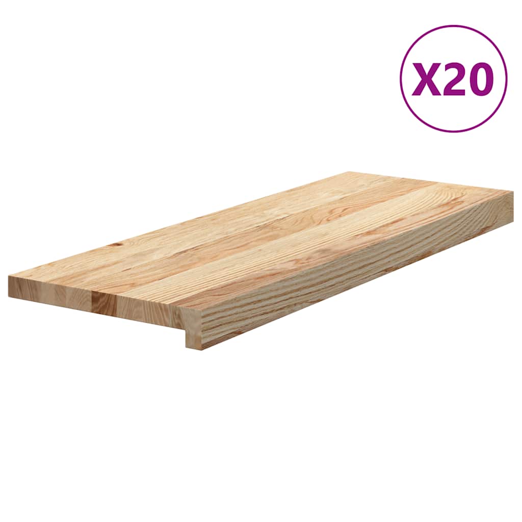 trappemåtter 20 stk ubehandlet 70x30x2 cm massivt egetræ