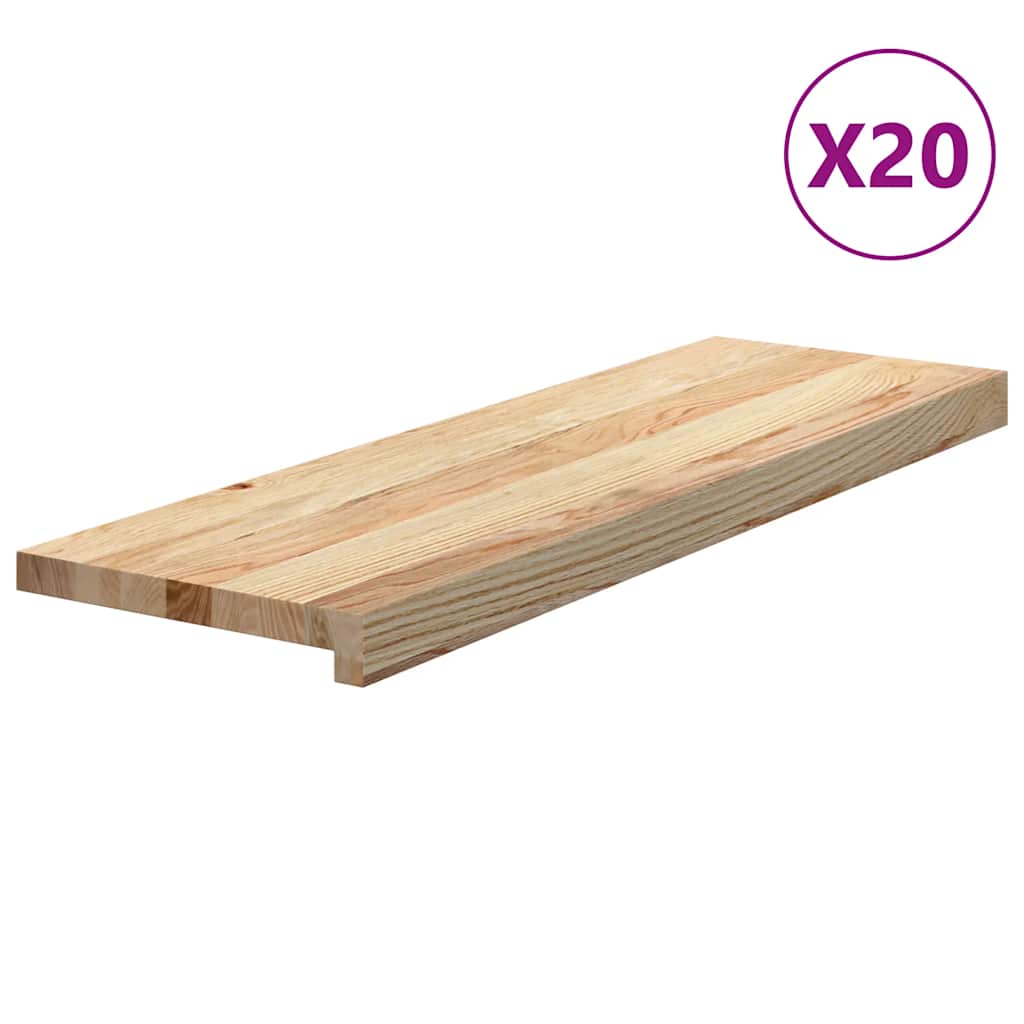trappemåtter 20 stk ubehandlet 80x30x2 cm massivt egetræ