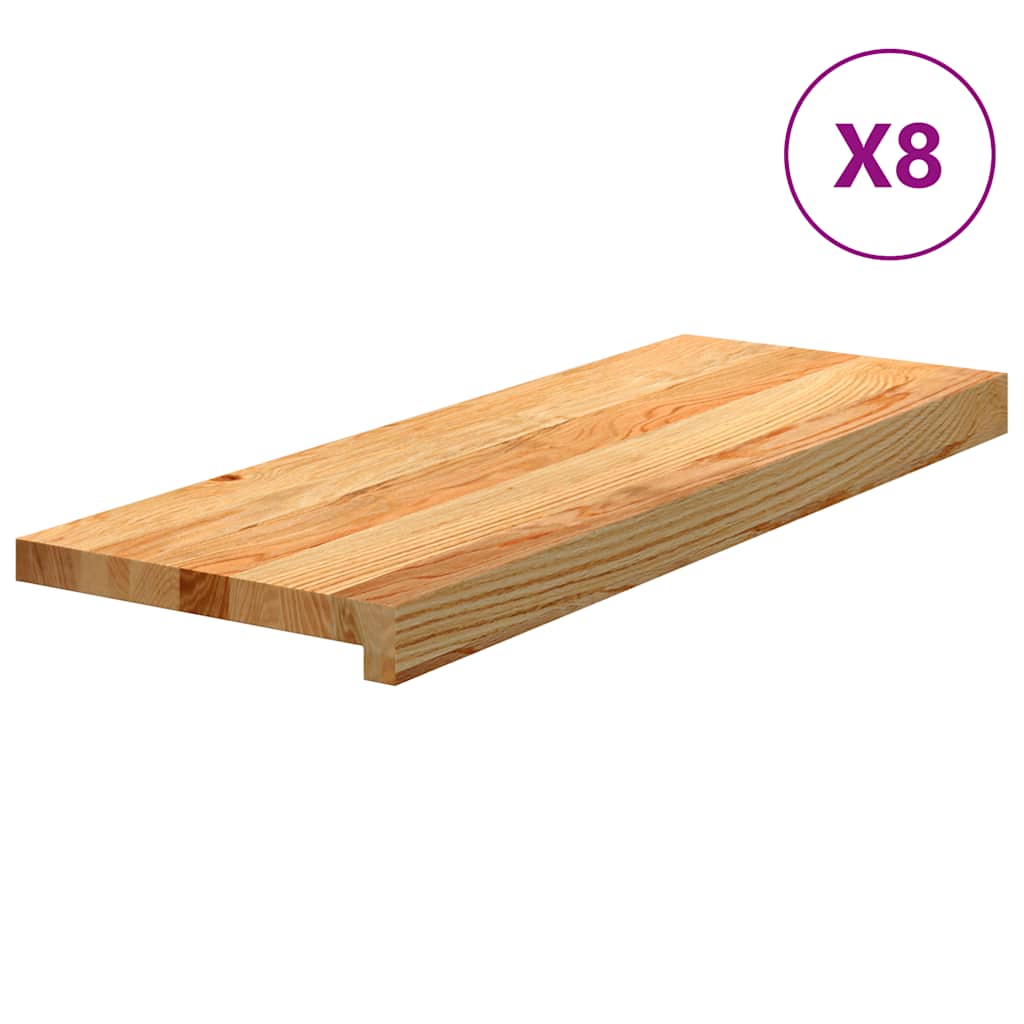 trappemåtter 8 stk lysebrun 70x25x2 cm massivt egetræ