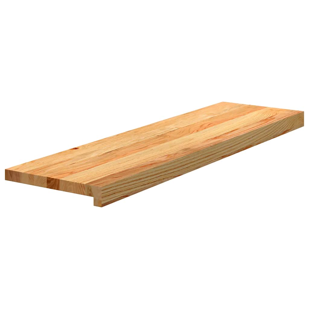 trappemåtter 12 stk. lysebrun 90x30x2 cm massivt egetræ