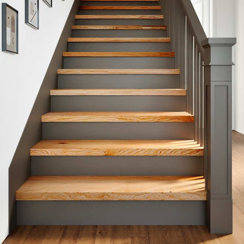 trappemåtter 20 stk. lysebrun 90x30x2 cm massivt egetræ