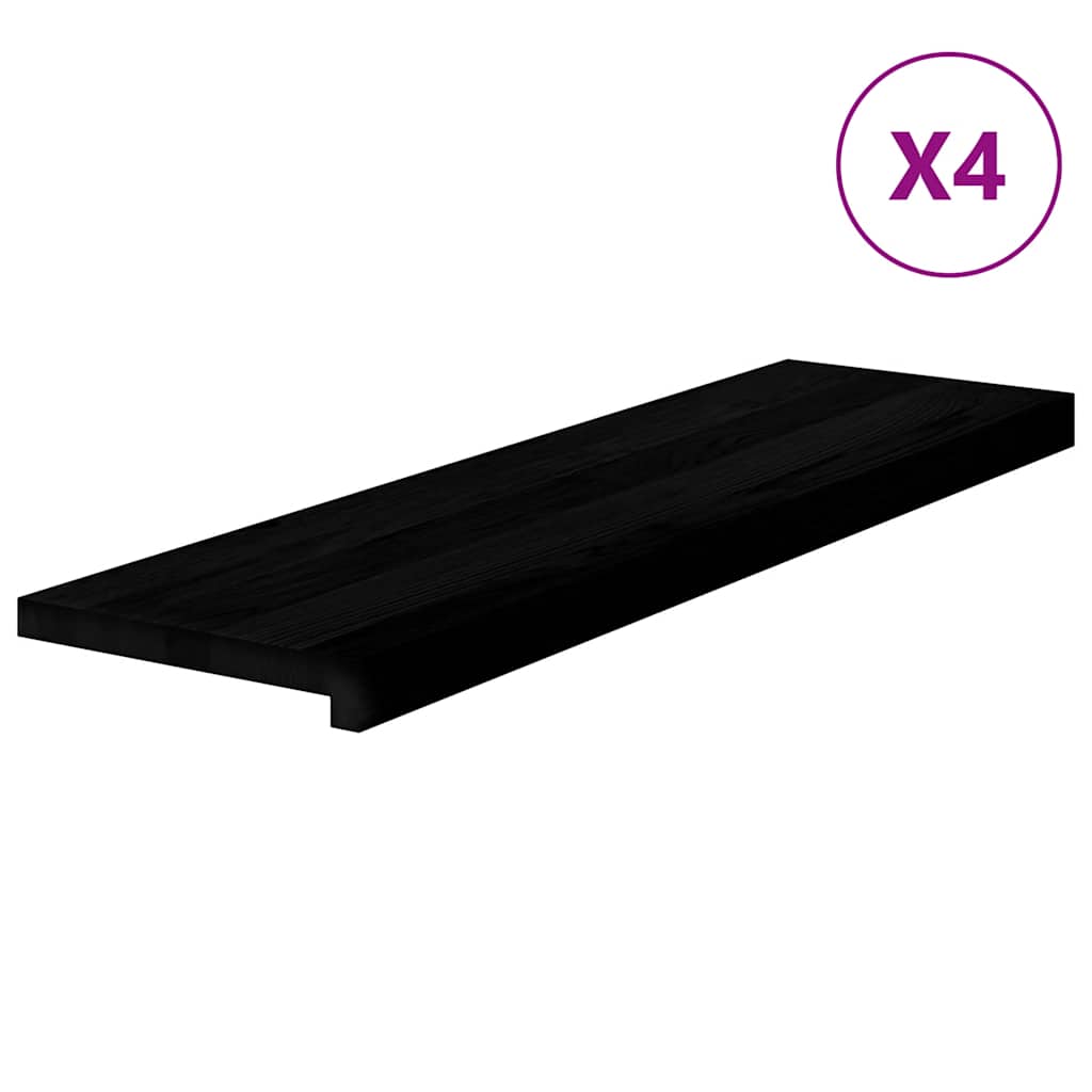 trappemåtter 4 stk. brunsort 90x25x2 cm massivt egetræ