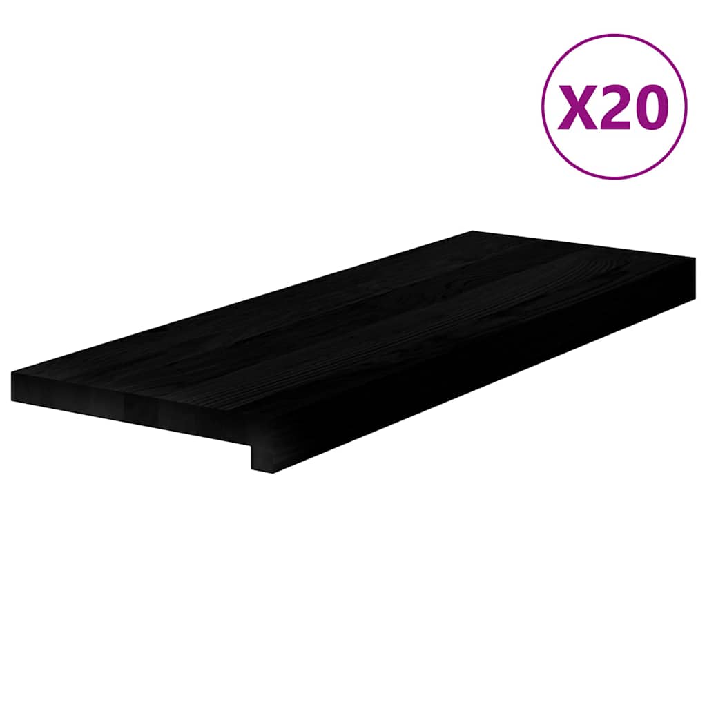 trappemåtter 20 stk. brunsort 70x25x2 cm massivt egetræ